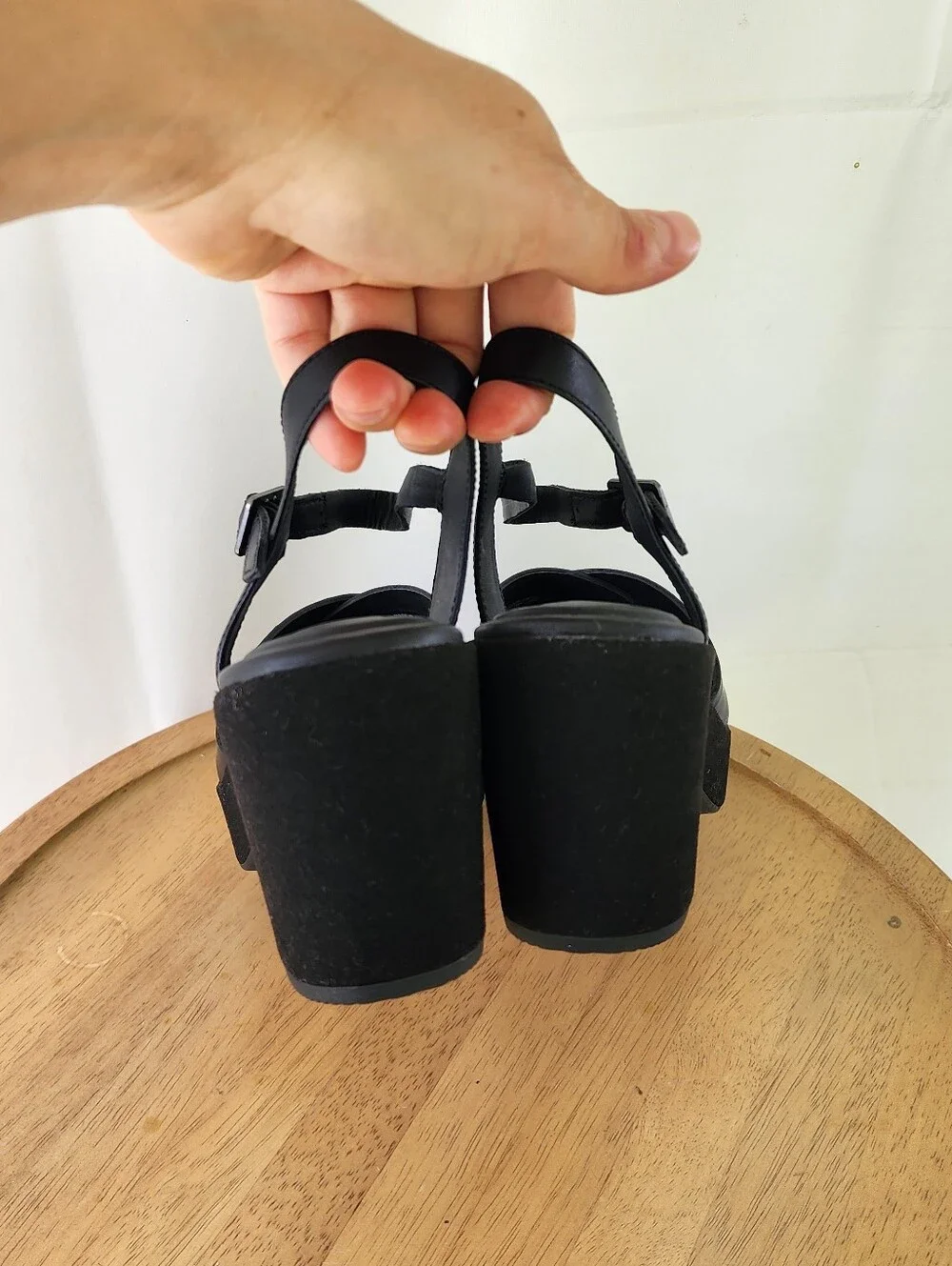 Clarks Maritsa Black Platform Block Heel Sandals Size 9